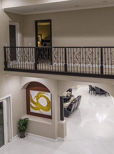 Upstairs walkway in Massachusetts transitional home